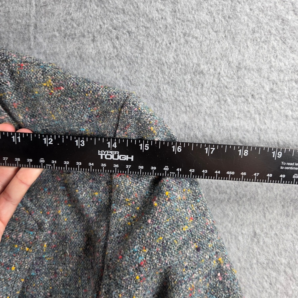 Vintage Blazer Men Small Grey Multi-Color Tweed Confetti Wool Blend Academic - Picture 8 of 8